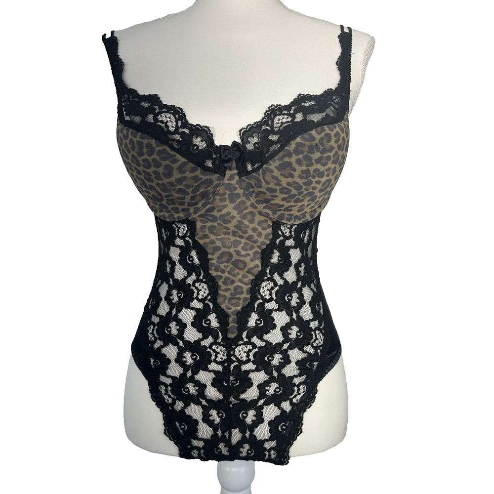 Vintage Victoria's Secret Gold Label Black Lace Bodysuit REN Fare Size 34D - Picture 1 of 8